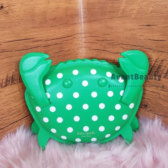 NWT Kate Spade Shelly Crab Novelty Crossbody Green White Polka Dots Purse - Picture 1 of 5